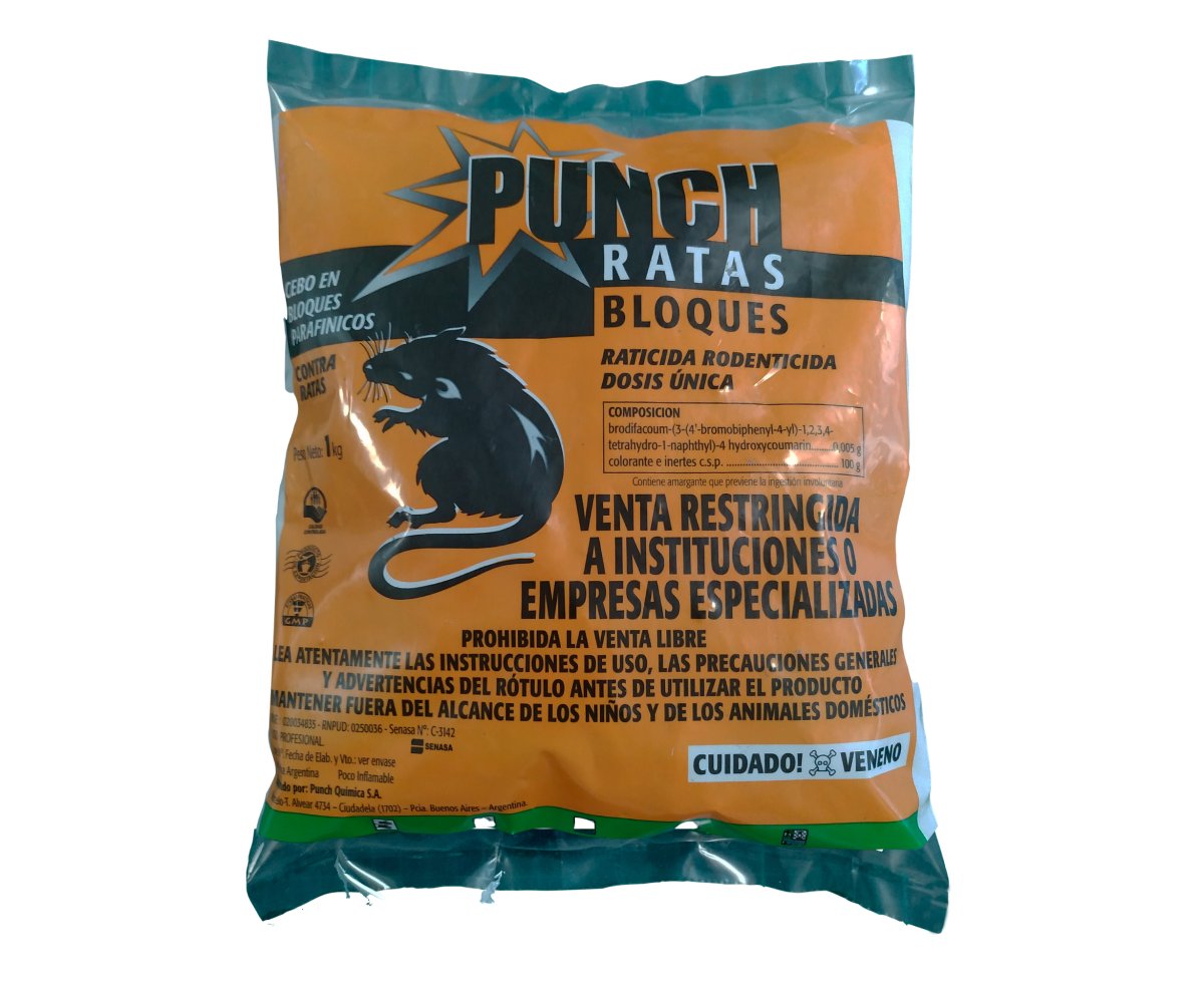 Punch Bloque Contra Ratas Veneno Raticida X 1Kg