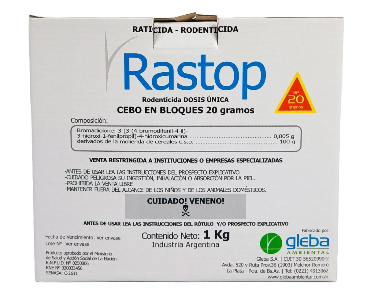 Rastop Bloques Rodenticida Raticida x 1 Kg. x 20 gr.