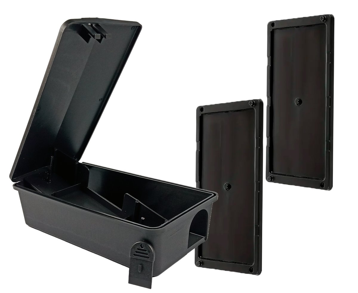 Caja Cebadera Ratas X 2 Con Llave Con Planchas Pegamento